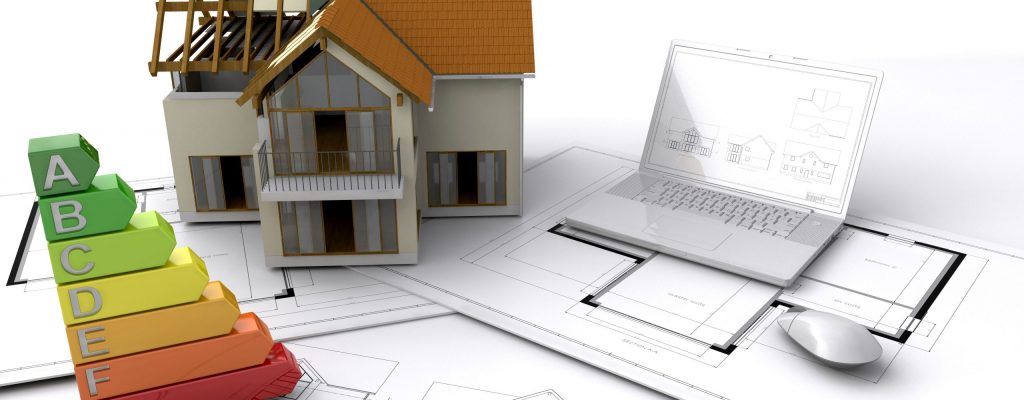 Montage graphique illustrant l'efficacité énergétique des logements neufs en espagne